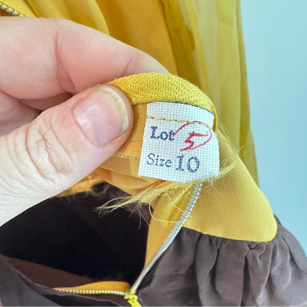 Vintage Late 1960s Early 1970s Embroidered Bohemian Prairie Dress‎ Brown Mustard - Picture 8 of 9